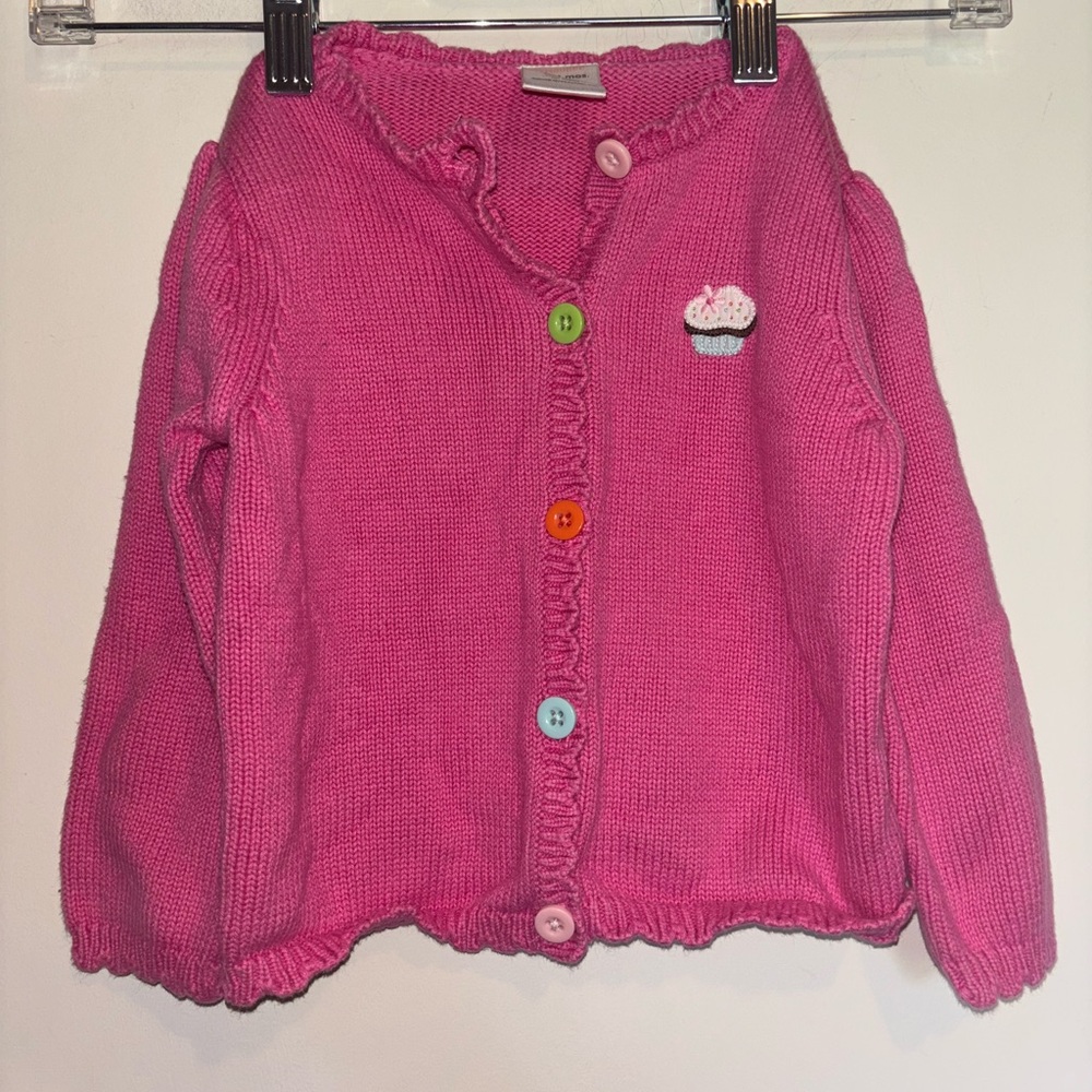Gymboree Pink Cardigan with Colorful Buttons and Old Navy pants BUNDLE